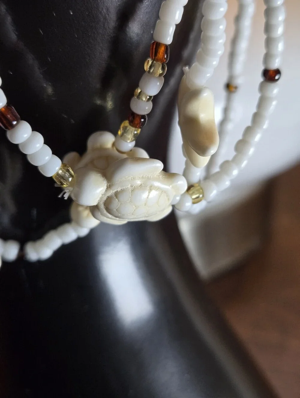 4pcs Beach Glass Rice Bead Anklet Chains Stacked Starfish and Sea Turtle